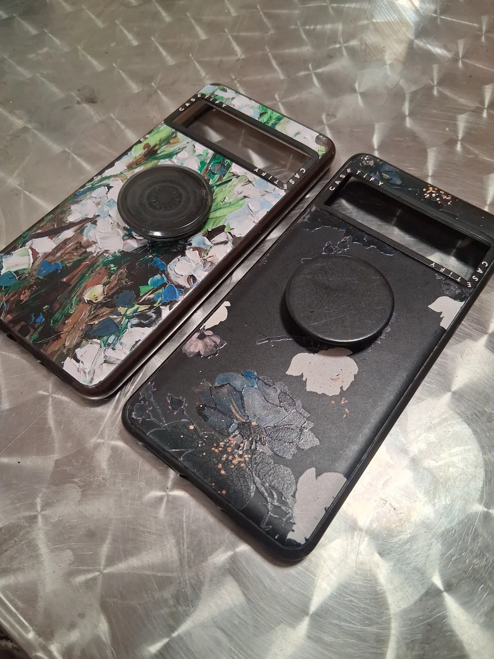 Magsafe Casetify Floral Paint & Dark Floral Black Phone Cases W/ Pop Sockets